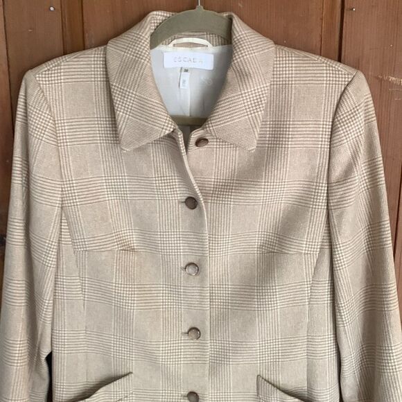 Piacenza for Escada beige houndstooth wool blend blazer - Picture 3 of 13